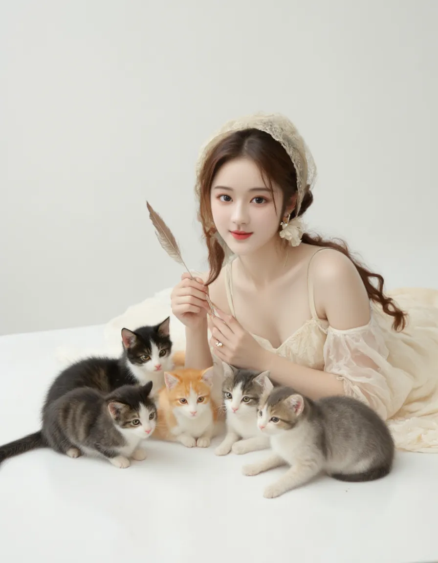 Girl with Kittens