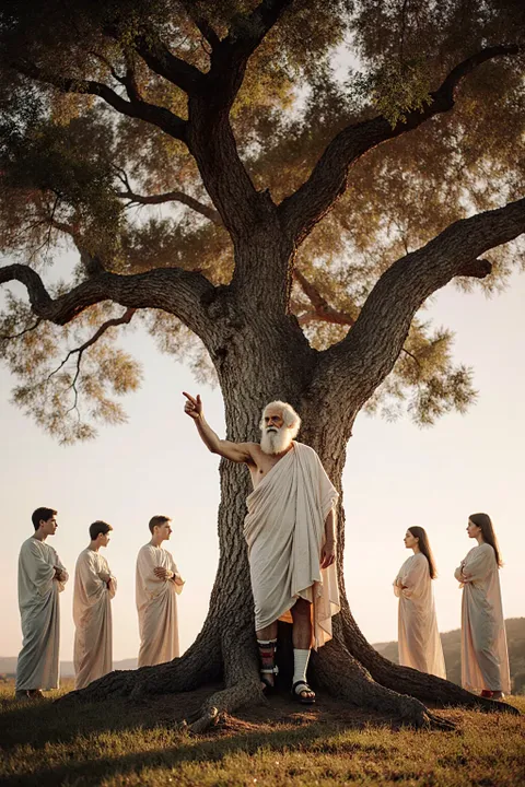 에픽테토스가 나무 아래에서 가르치고 있습니다.