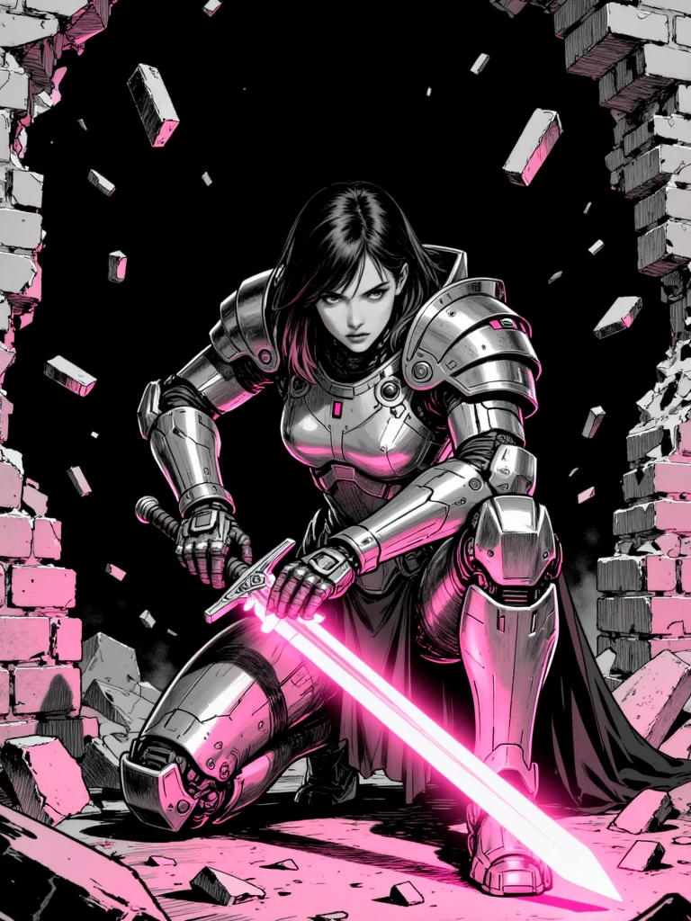 FLUX Retro pink-toned comic V1