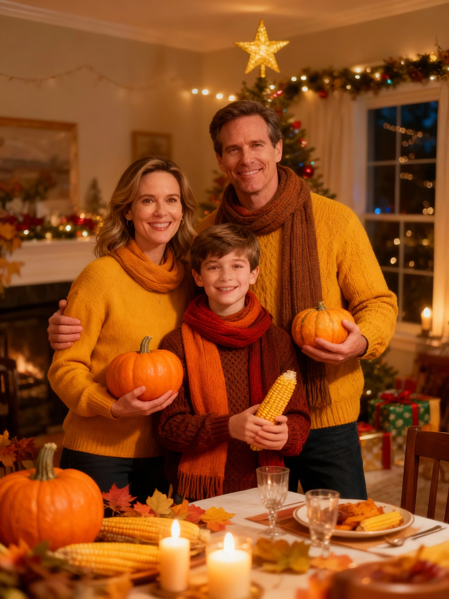 Thanksgiving Portrait Generator - Family Gathering Style Example