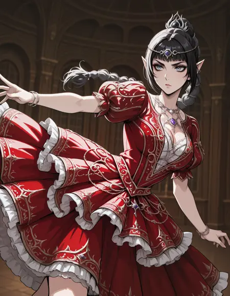 Scarlet Gold Marquise Dress illust
