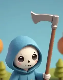 Kürbis-Sensenmann – Halloween-Cartoon-Rendering