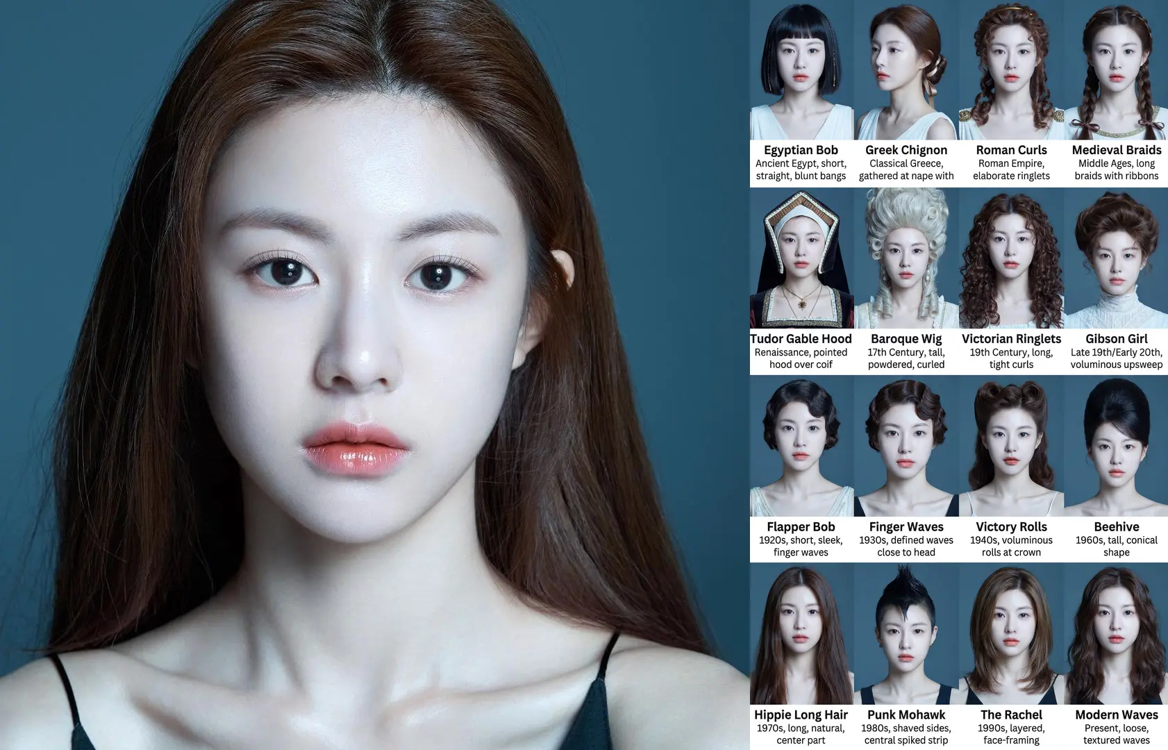 (4K-Benchmark 0.15) Nano+Banana+Pro Hairstyle Design and Genealogy V1 (Zhenzhen 