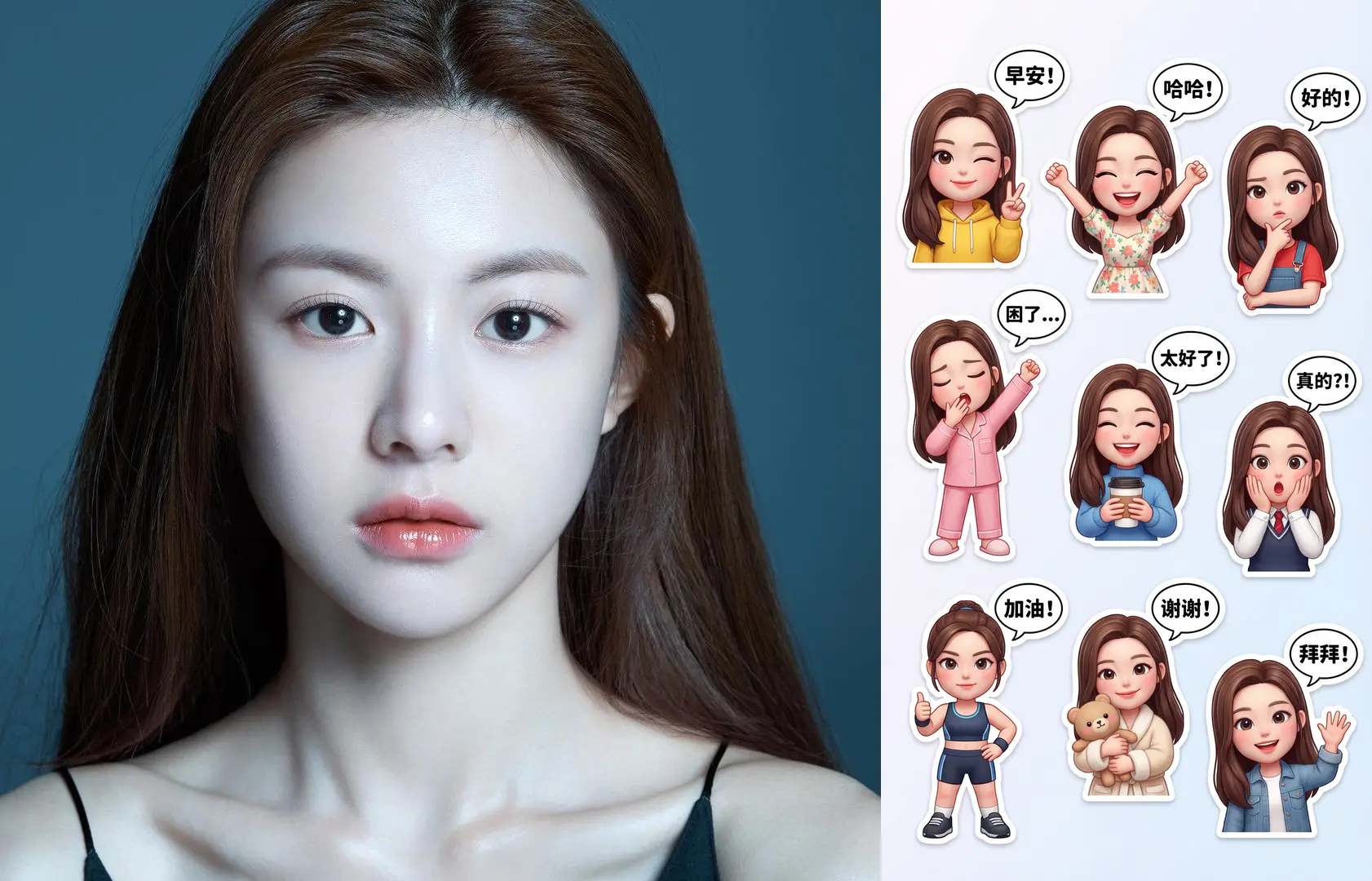 (4K-Benchmark 0.15) Nano+Banana+Pro9 Character-Style Stickers V1 (Zhenzhen AI Wo