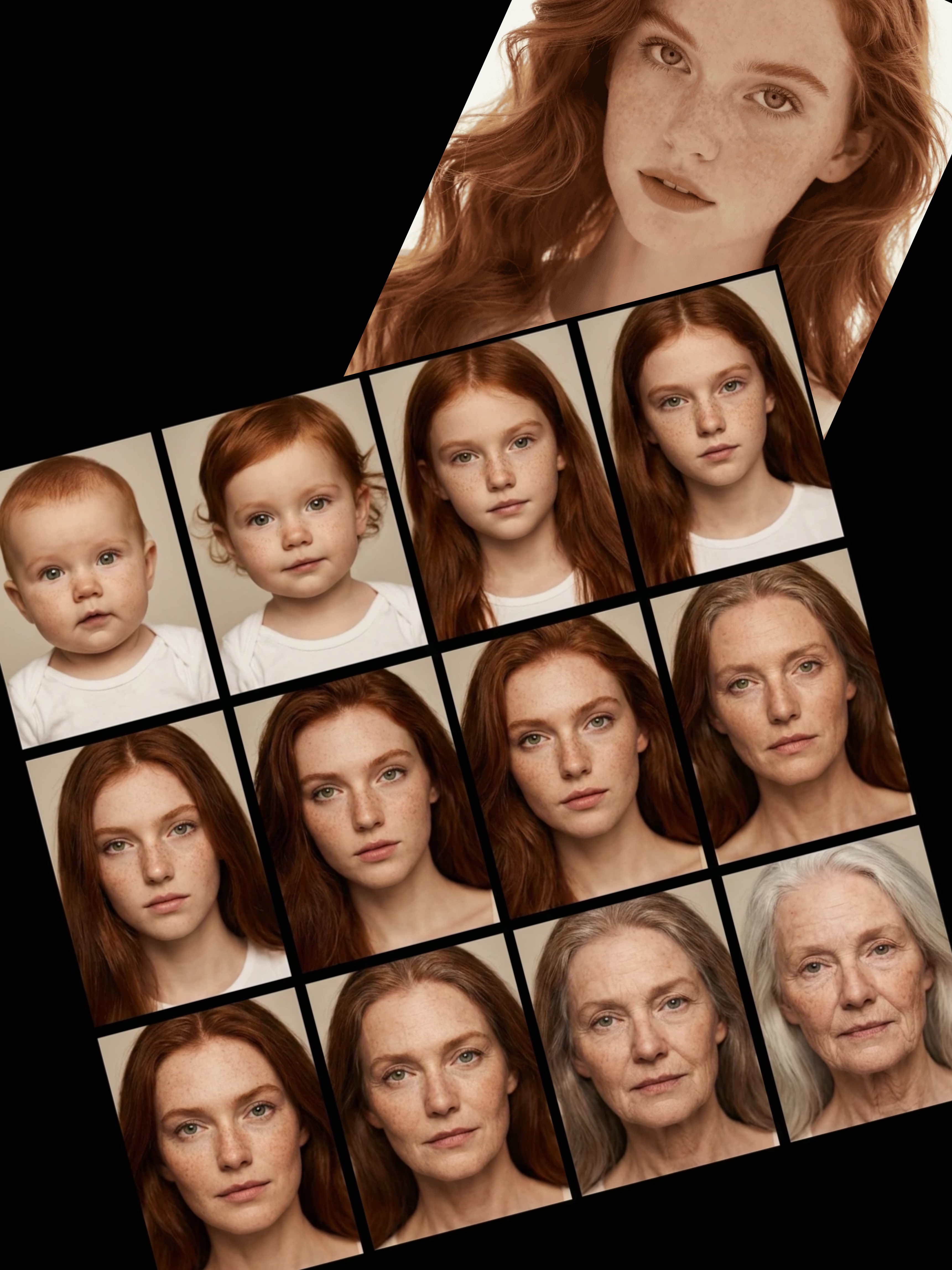 Nano Banana Pro AI Age Progression Example - Life Stage Face Generation