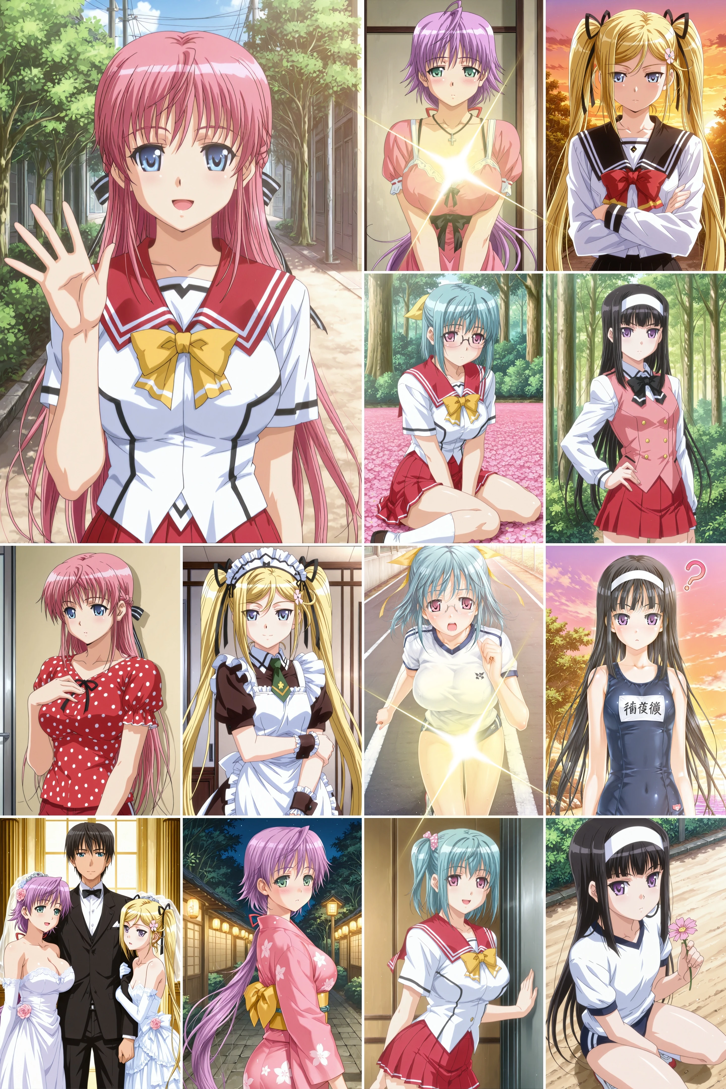 5 in 1，Kanojo x Kanojo x Kanojo/彼女×彼女×彼女，Happoubi Jin/八宝备仁 - Artist Style illustrious XL_v1.0