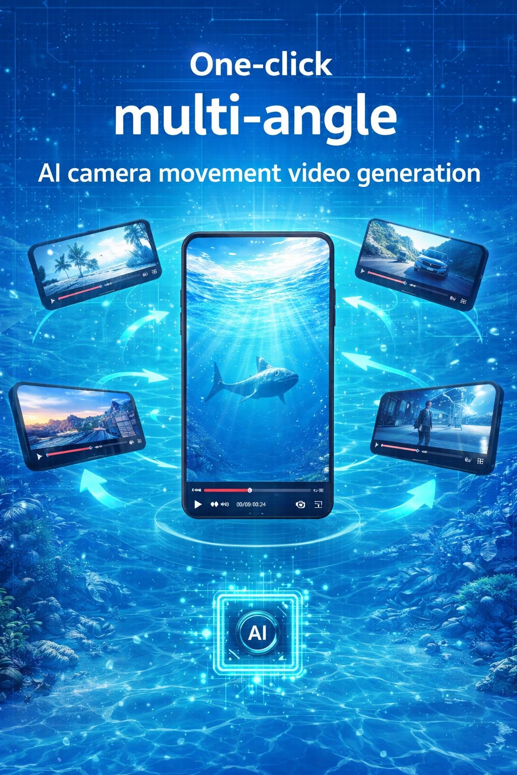 One-click multi-angle AI camera movement video generation