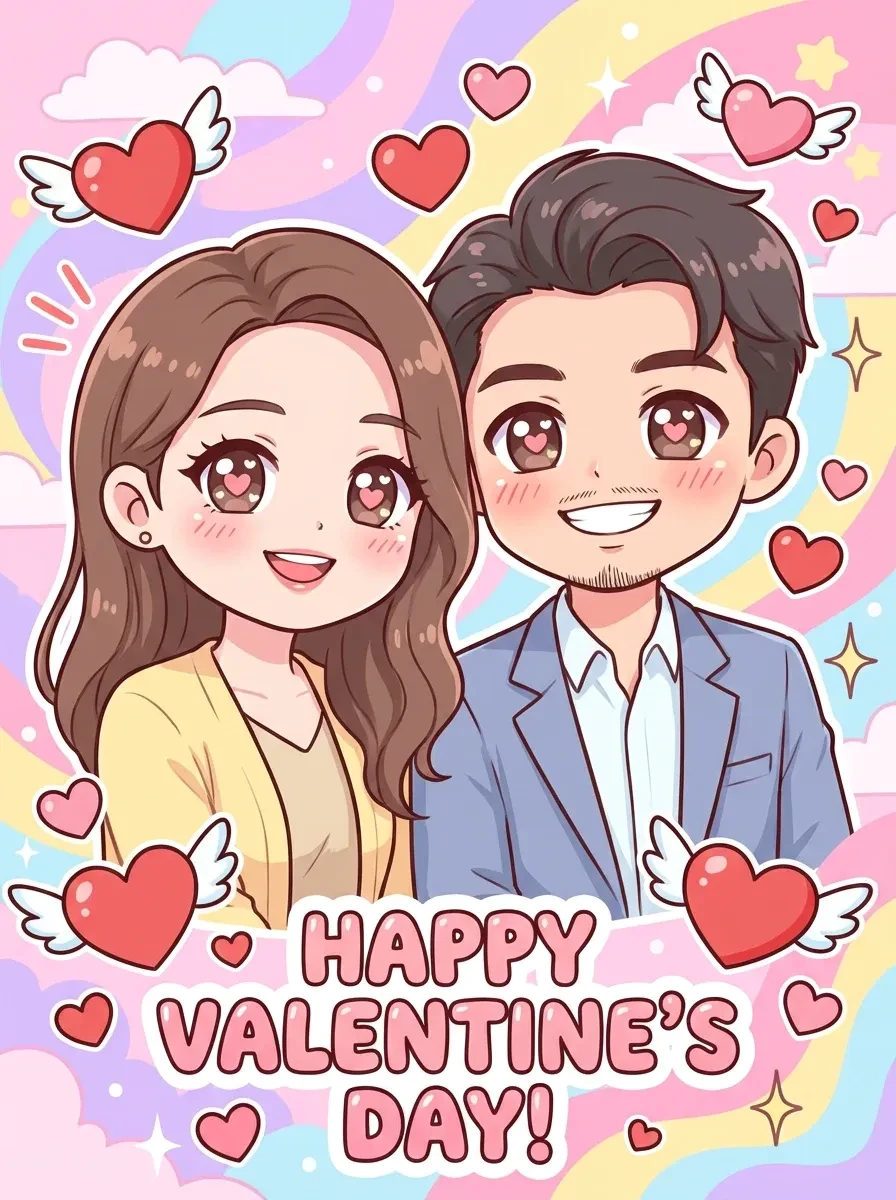 Valentine cartoon style