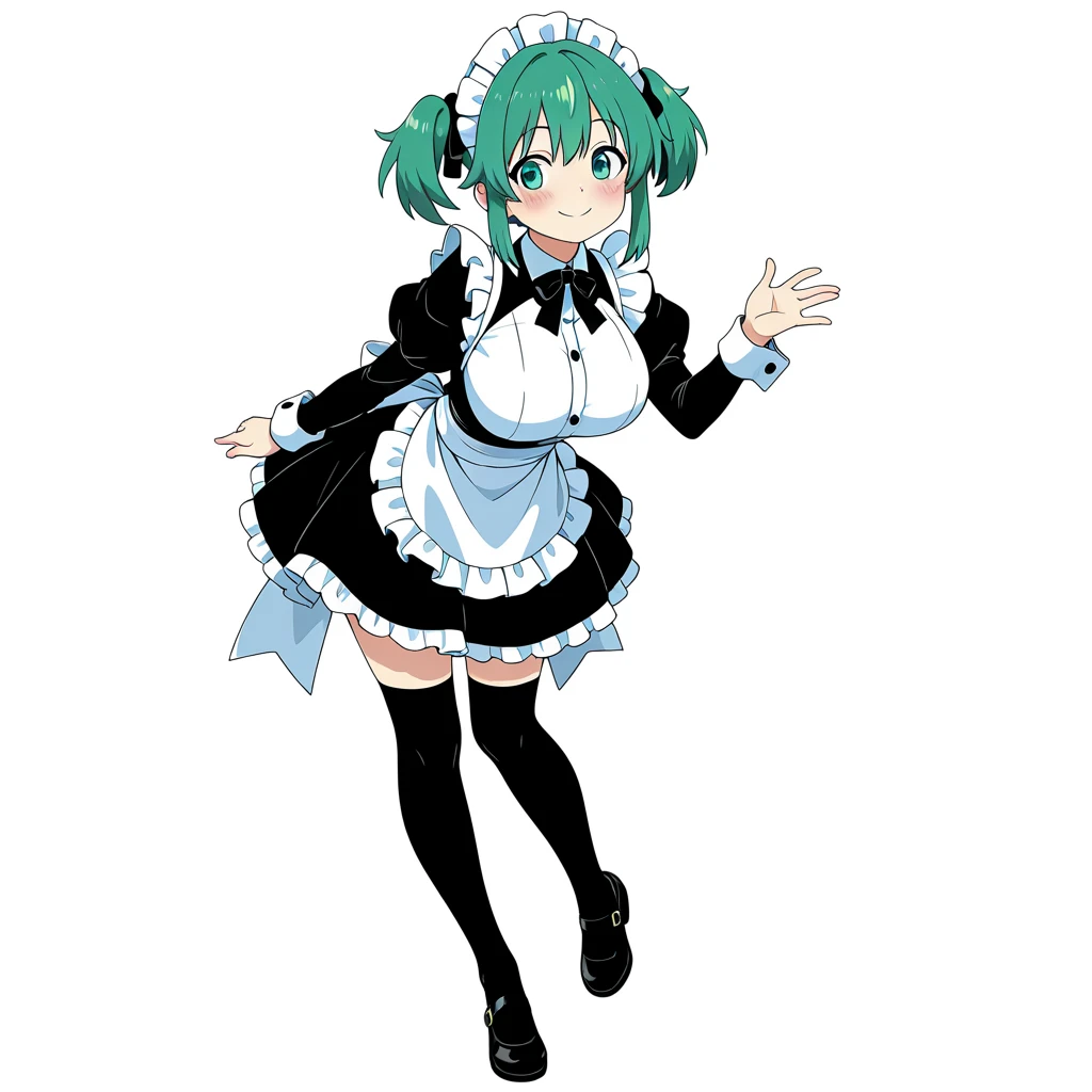 green hair twintails maid.  1.0