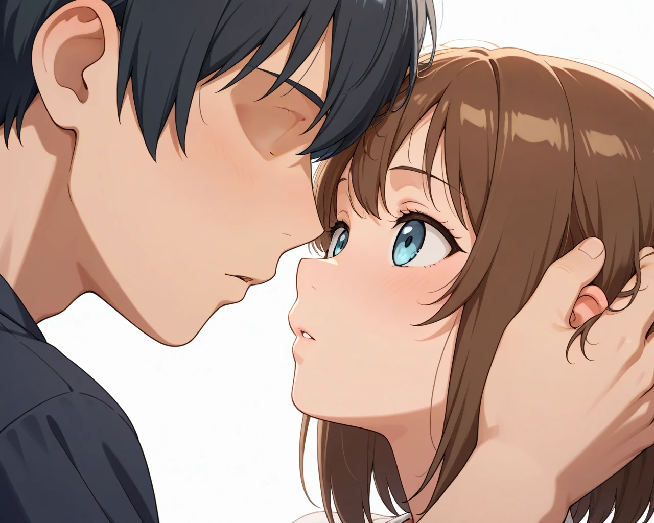 touch another's hair. with incoming_kiss 1.0