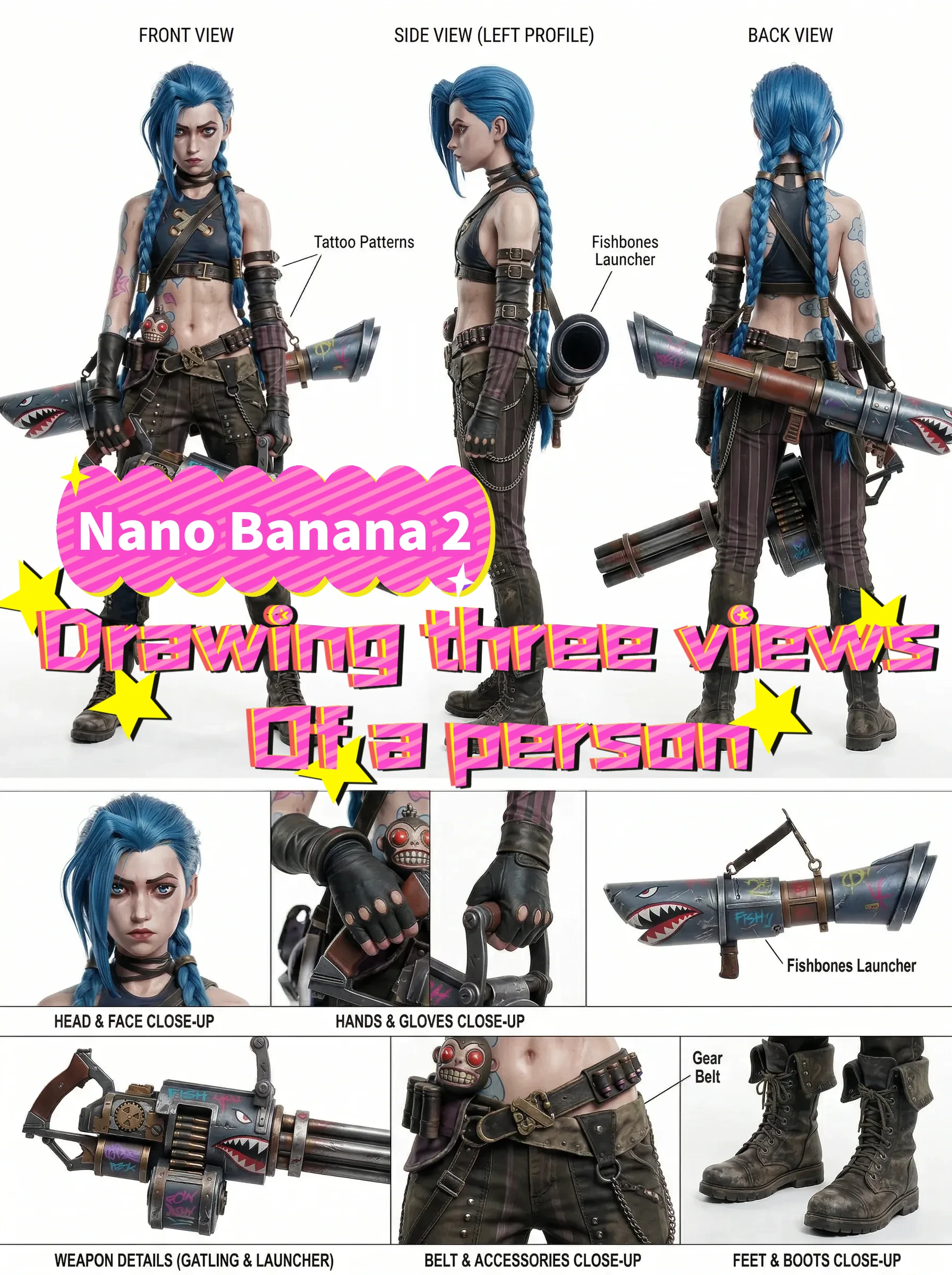 Nano Banana 2: Three-view drawing of a person