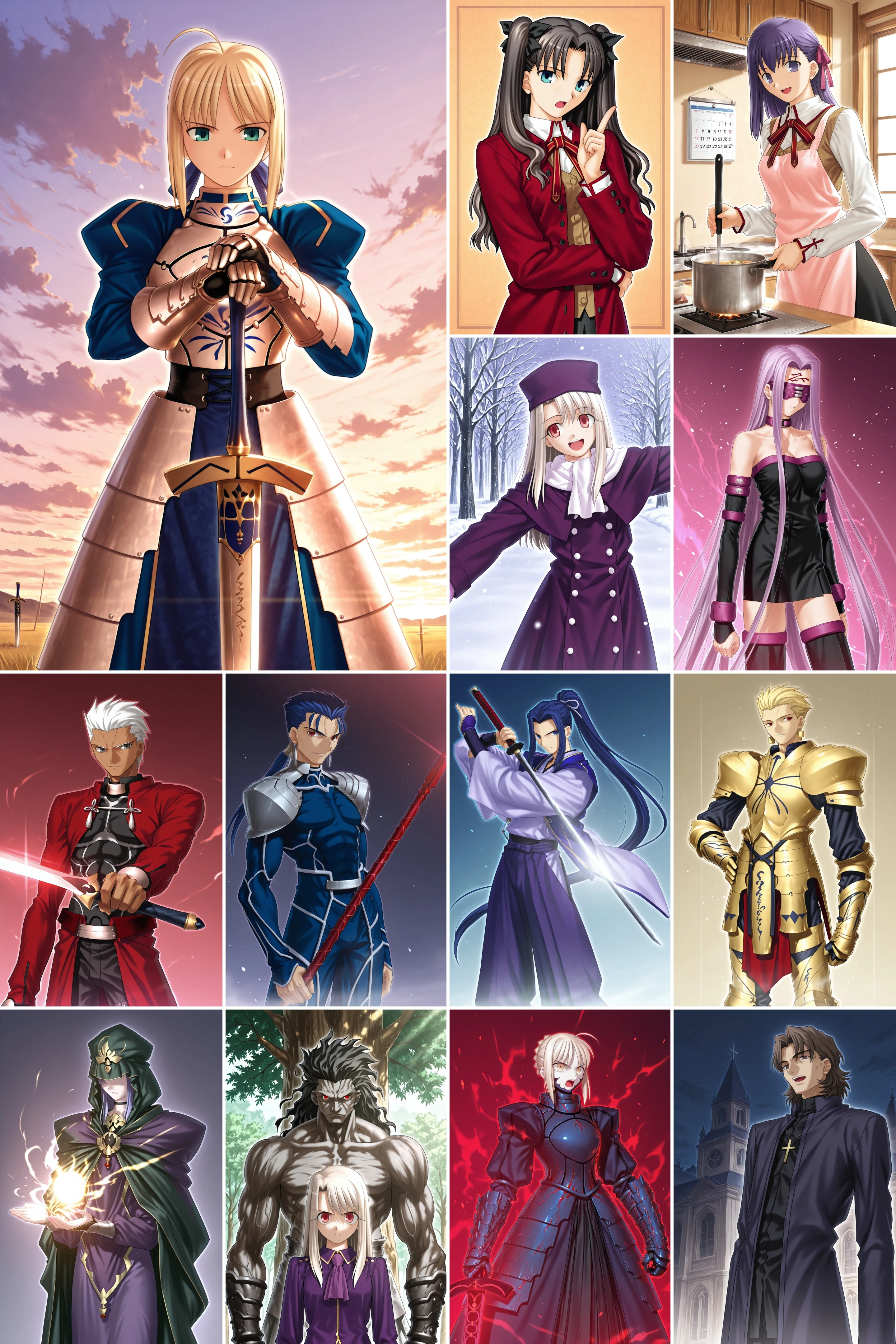 16 in 1，《Fate/stay night》[TYPE-MOON]，武内崇/Takeuchi Takashi- Artist Style_rel_260420