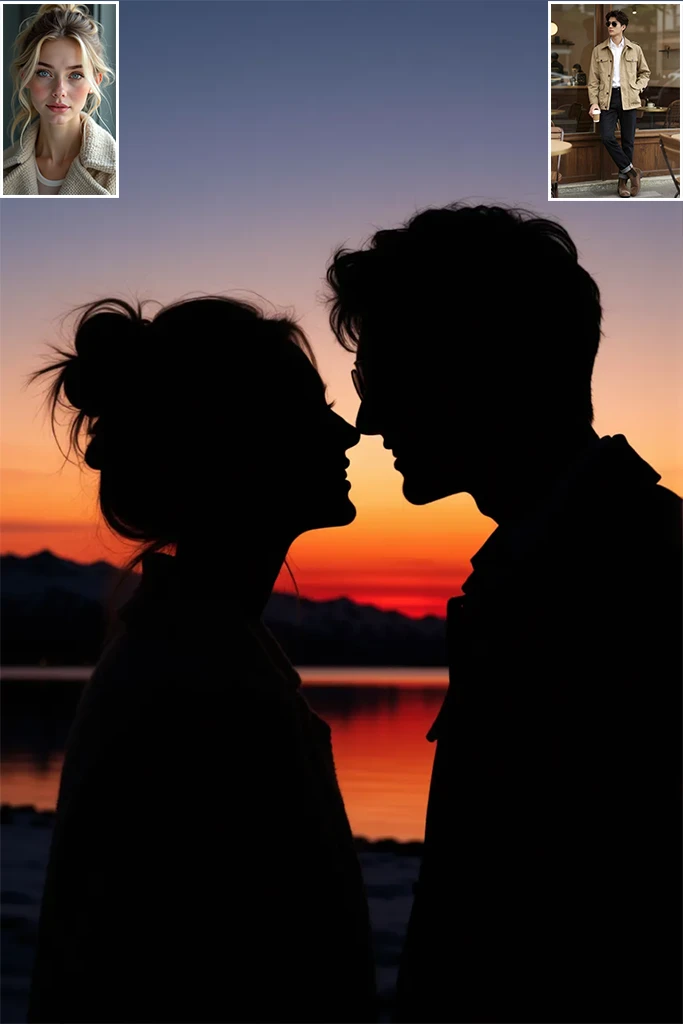 Silhouettes of an Intimate Couple