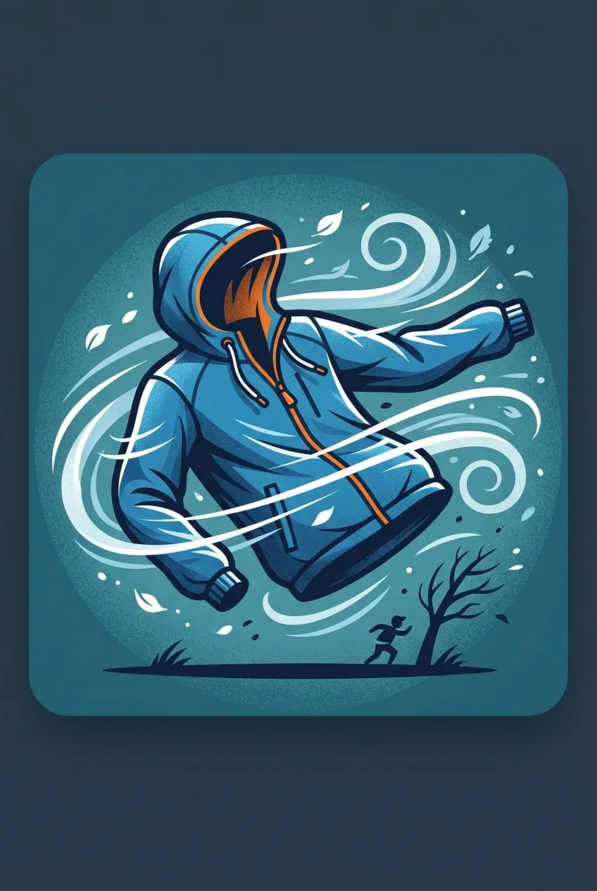 Clothes flying away