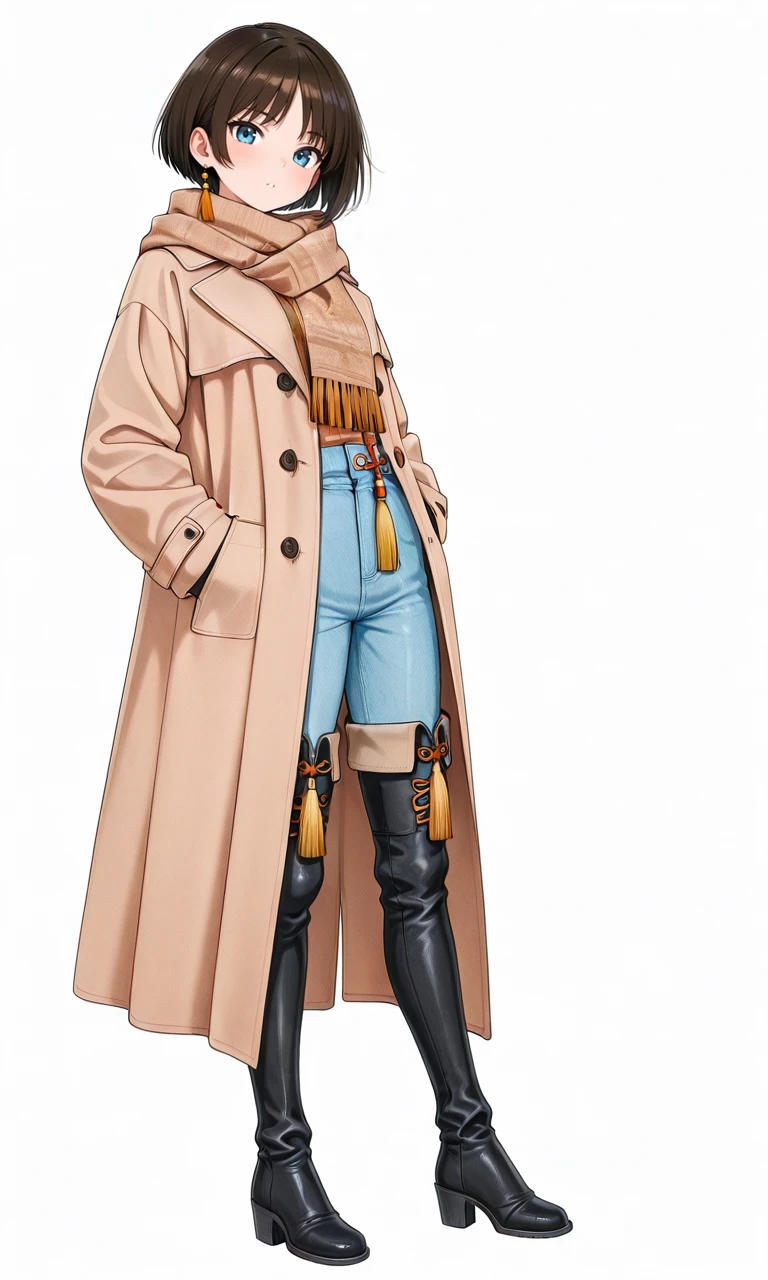ール系黒髪 茶コート美女 はね子 / Cool face, black hair brown coat rady. haneko. 1.0