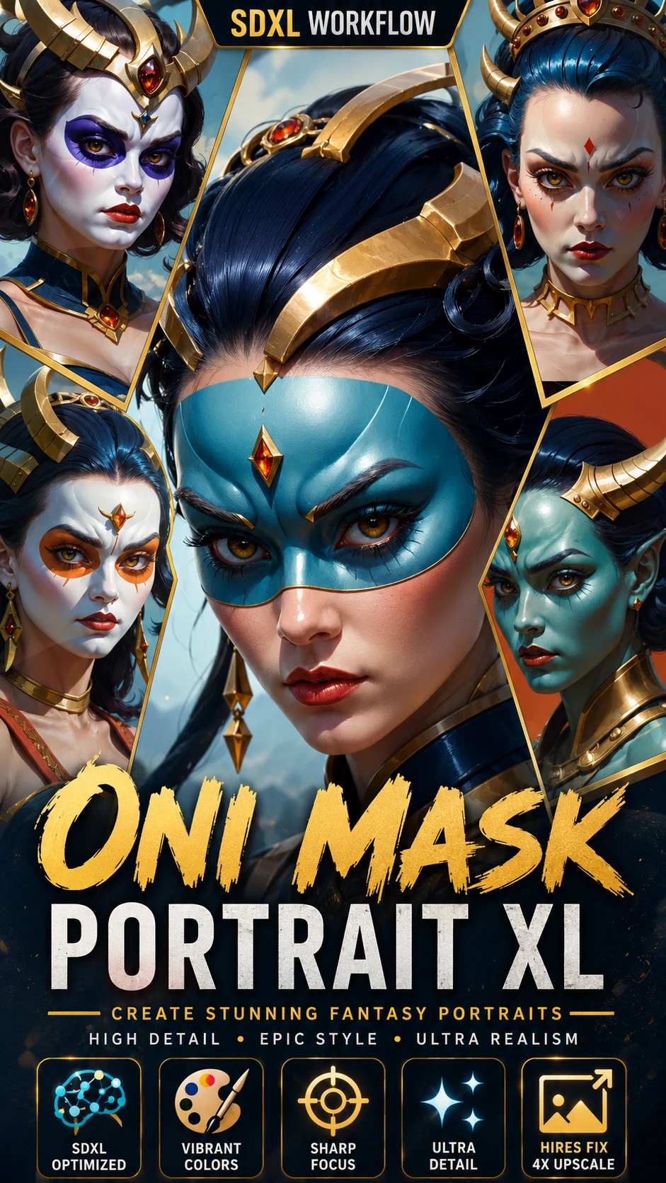 Oni Mask Grotesca em Alta Resolução