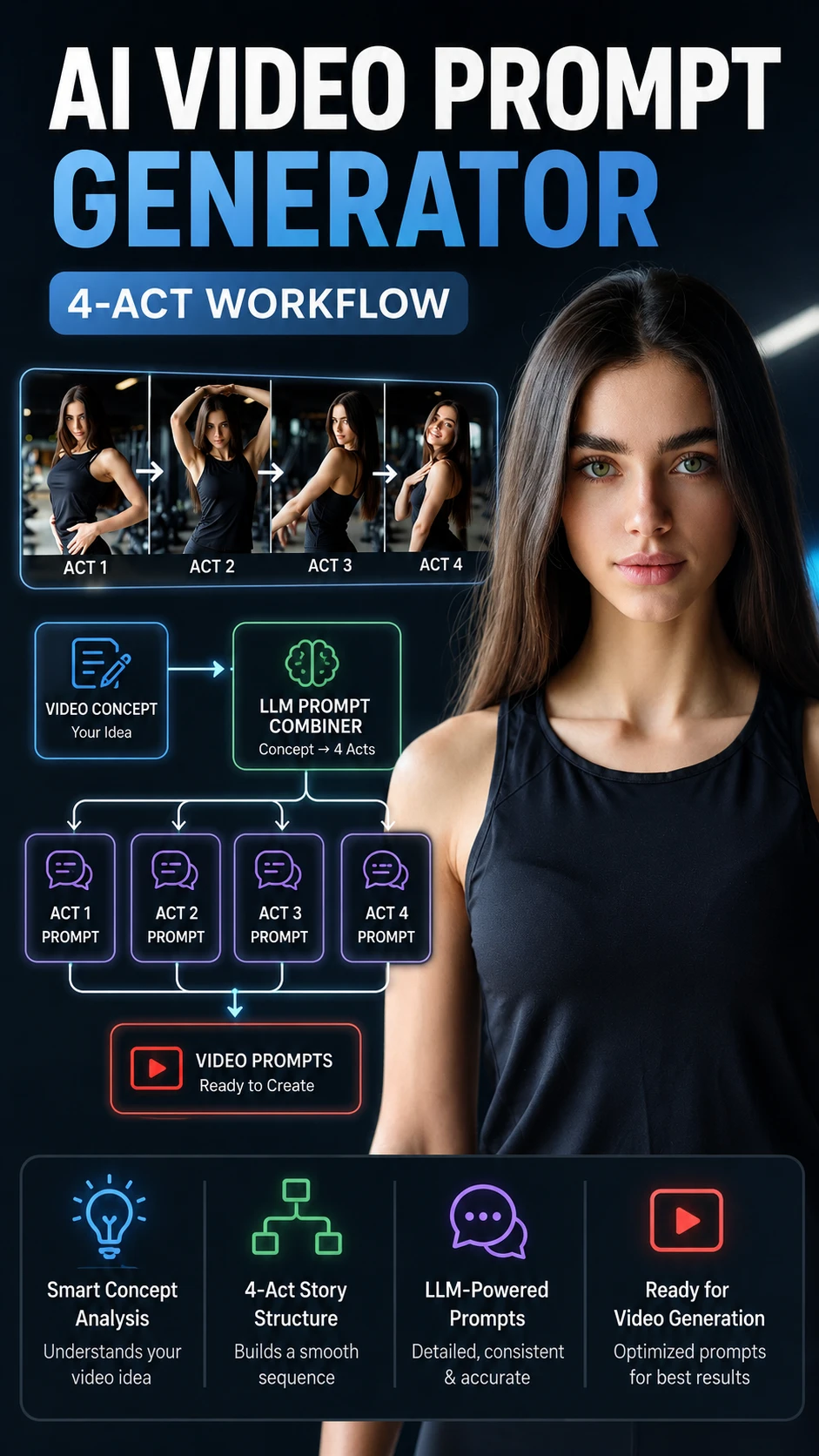Workflow Automático de Prompts para Vídeo de Dança