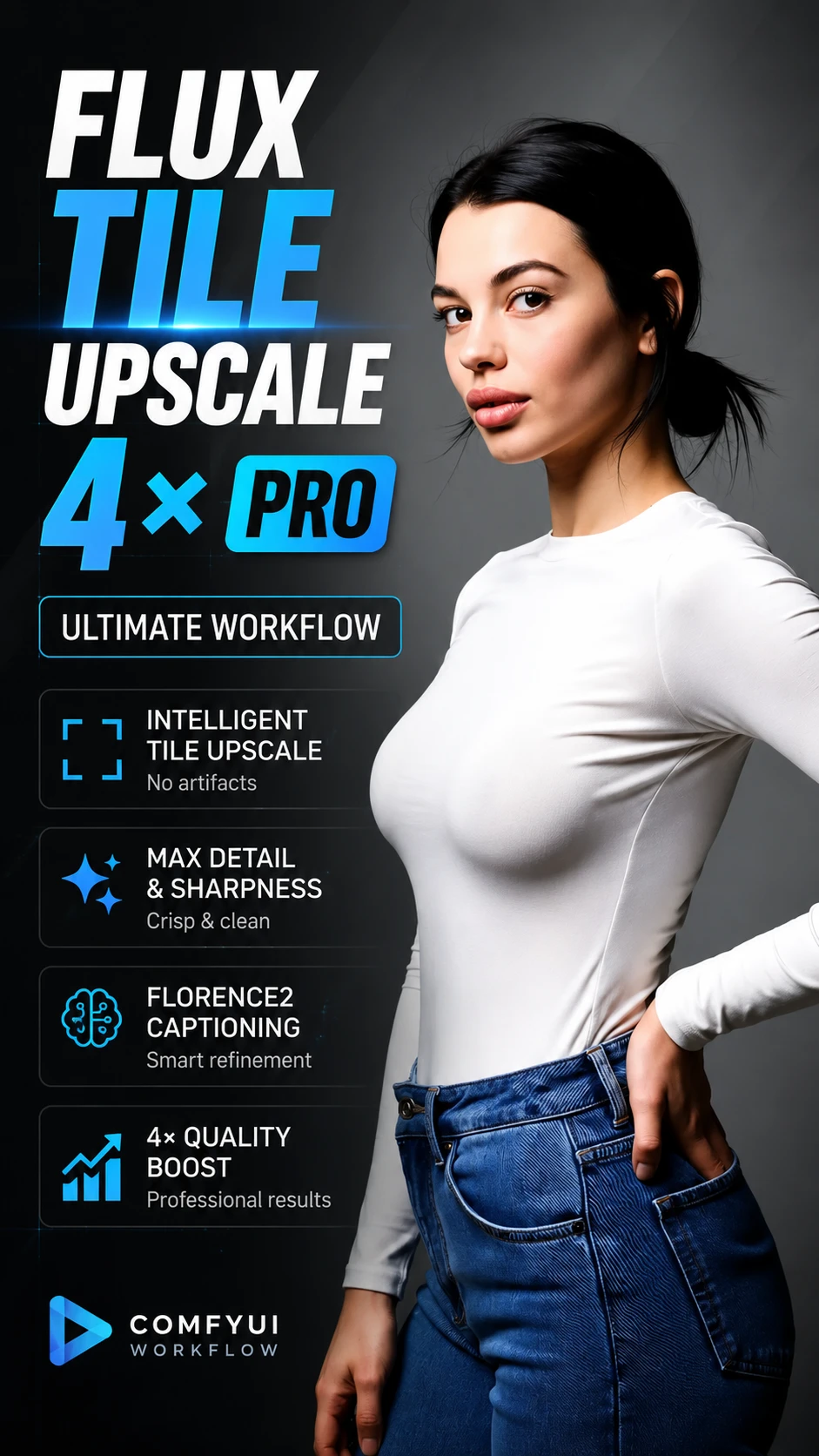 Flux Tile Upscale 4× + Refino Automático com Flux-Dev (Qualidade Máxima 2025)