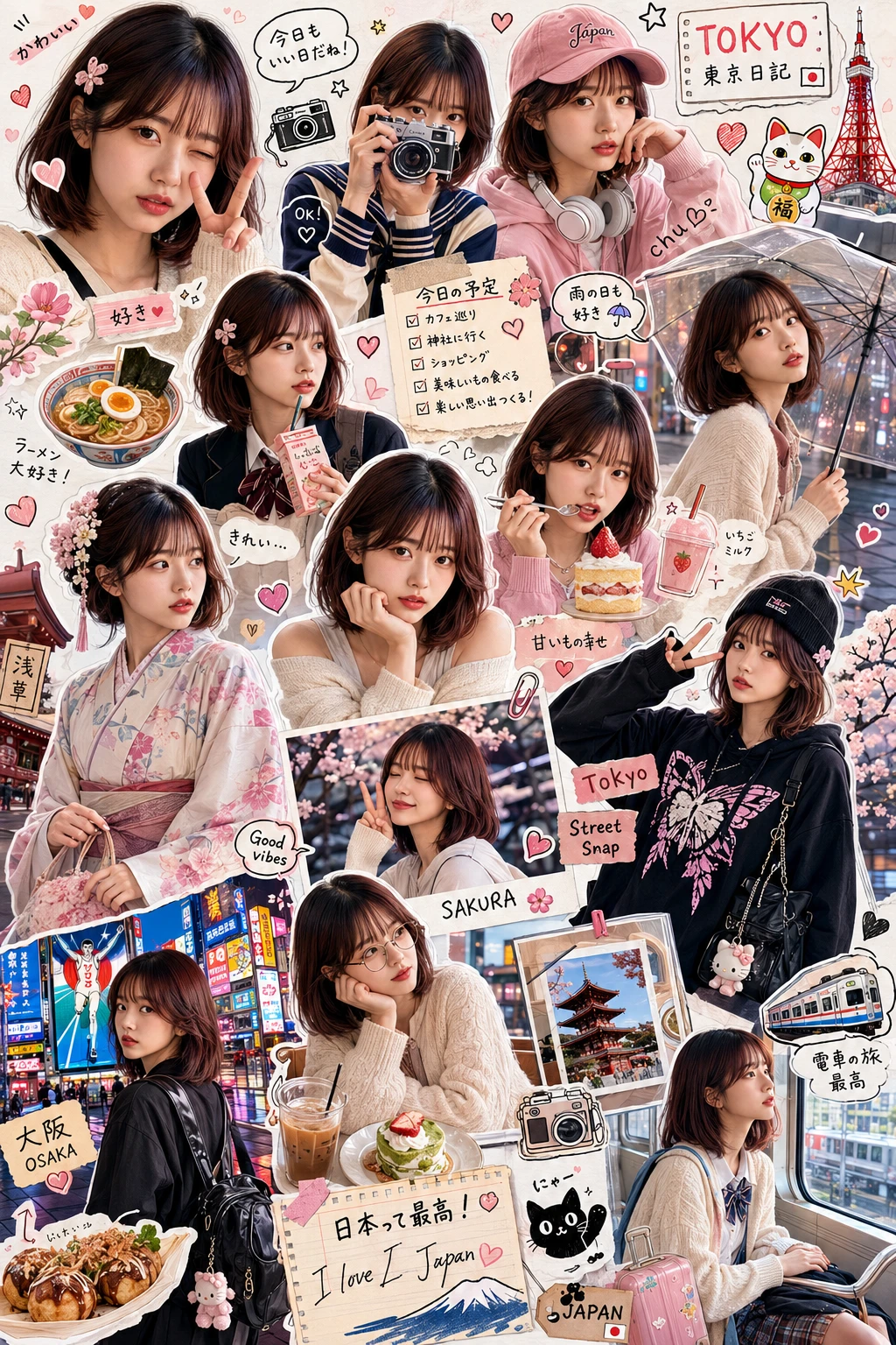 Japan Character Collage AI