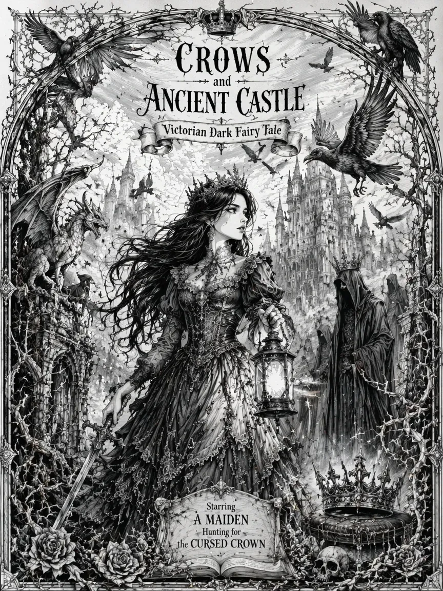 Line Art KV Generator for Dark Fairy Tale Picture Book