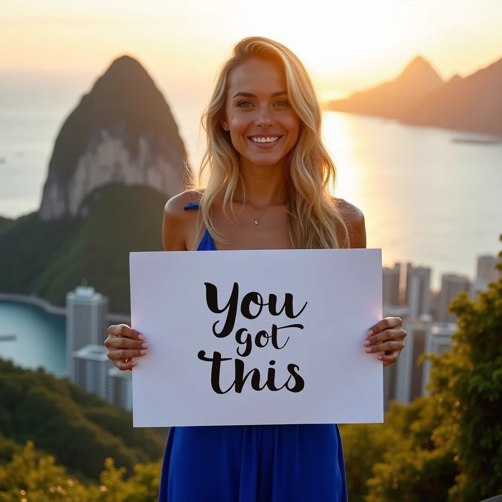 Woman with a random positive poster