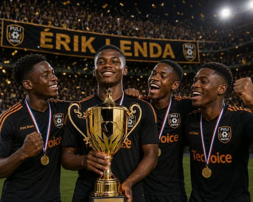 Puli a levantar o troféu da liga