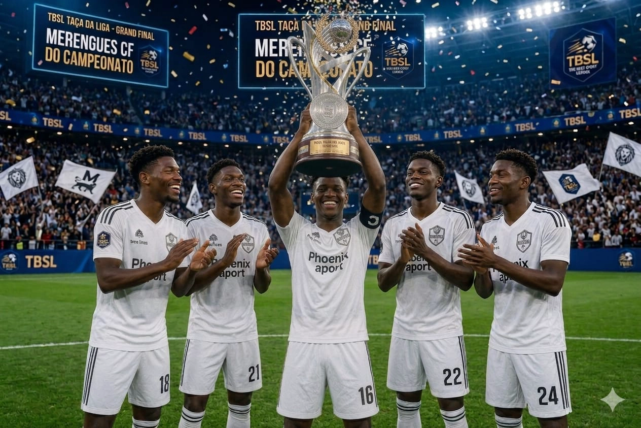 Merengues com troféu da Taça da Liga