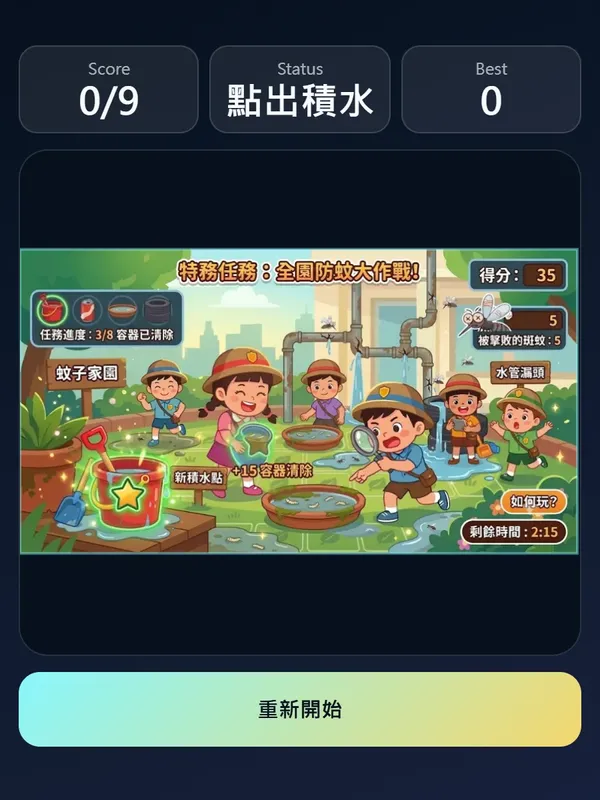 點有積水的地方對了打勾加分錯了打叉不到扣