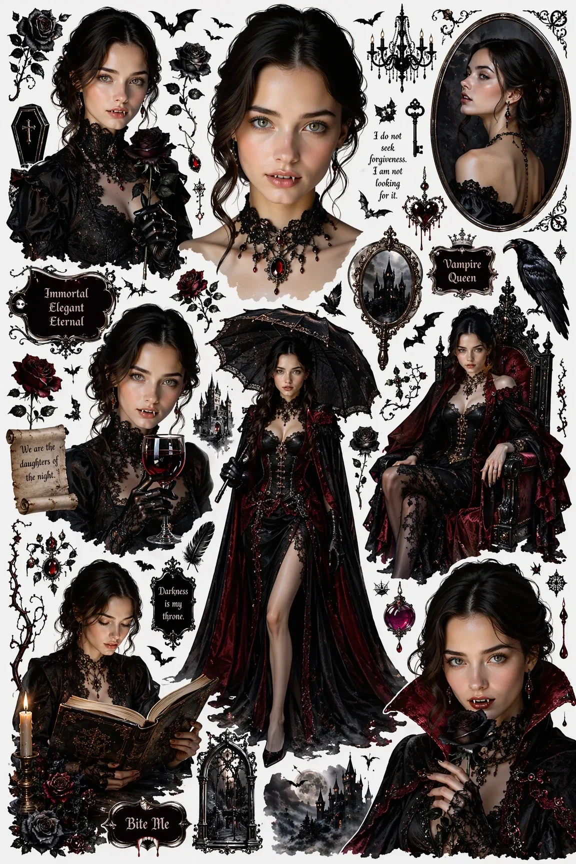 Vampire Queen Transformation Collage