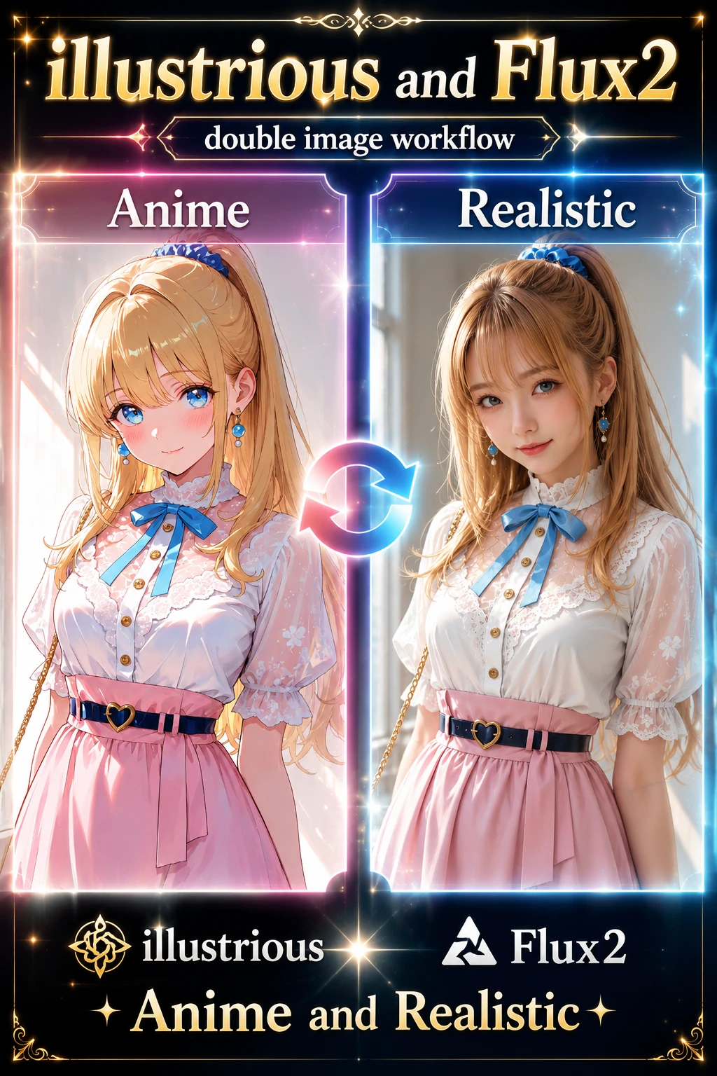 Toshi-sky double Image workflow【illustrious and Flux2】