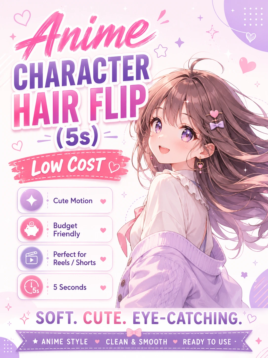 Anime Character Hair Flip (5s) Low Cost