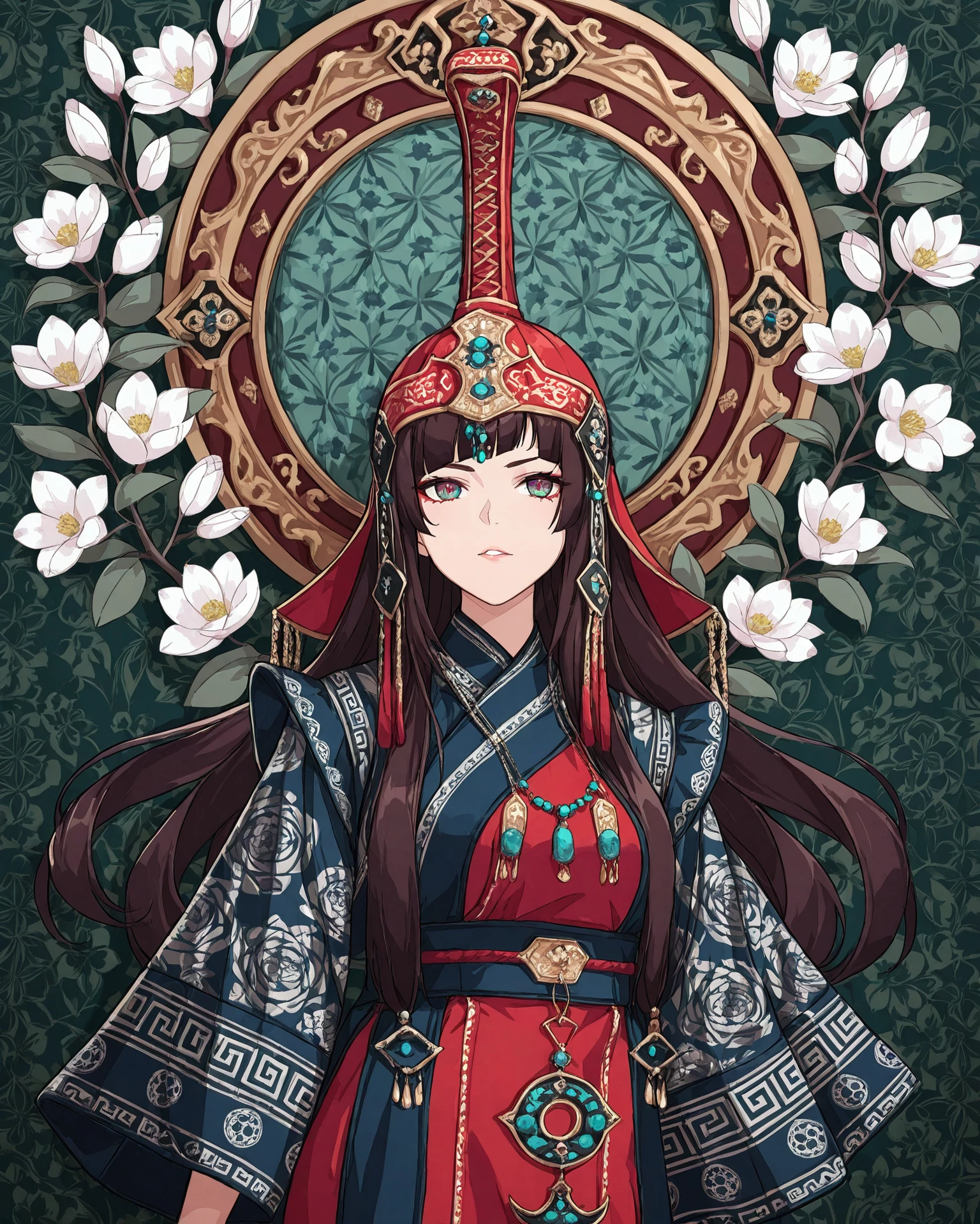 Mongolian Fashion Variant B - Mongolian Boqta Hat + Deel V1 Illustrious