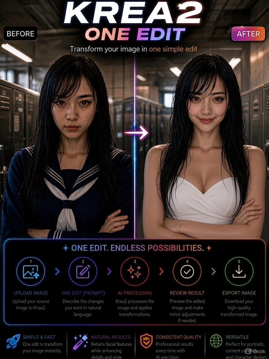 Krea2 Portrait Edit & Outfit Change